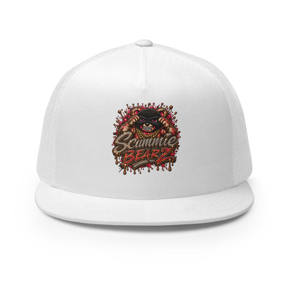 5 Panel Trucker Cap-RED/GOLD MASK LOGO-SCUMMIEBEARZ™