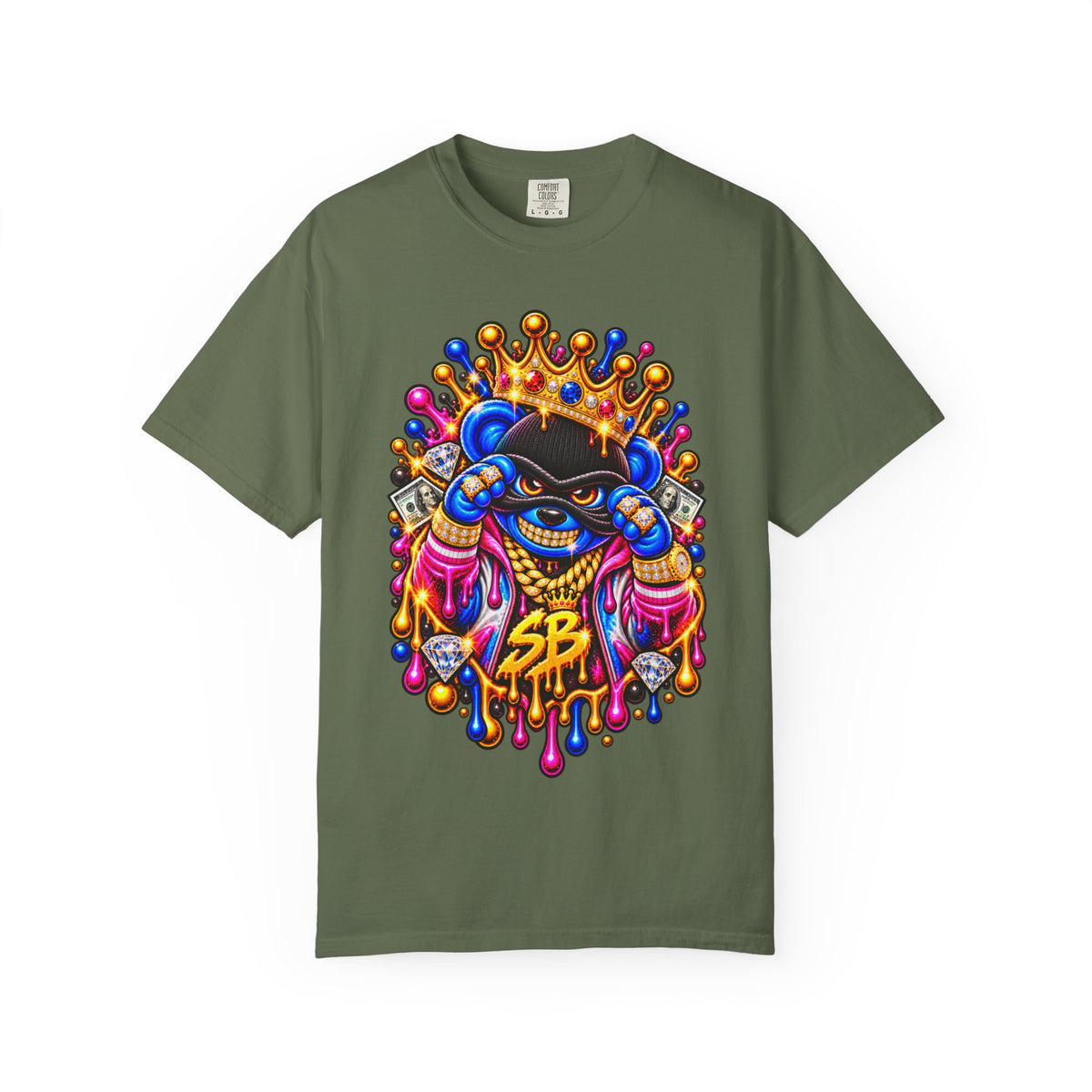 Unisex Garment-Dyed T-shirt-MULTI COLOR CROWN MASK LOGO GLOCK -SCUMMIEBEARZ™