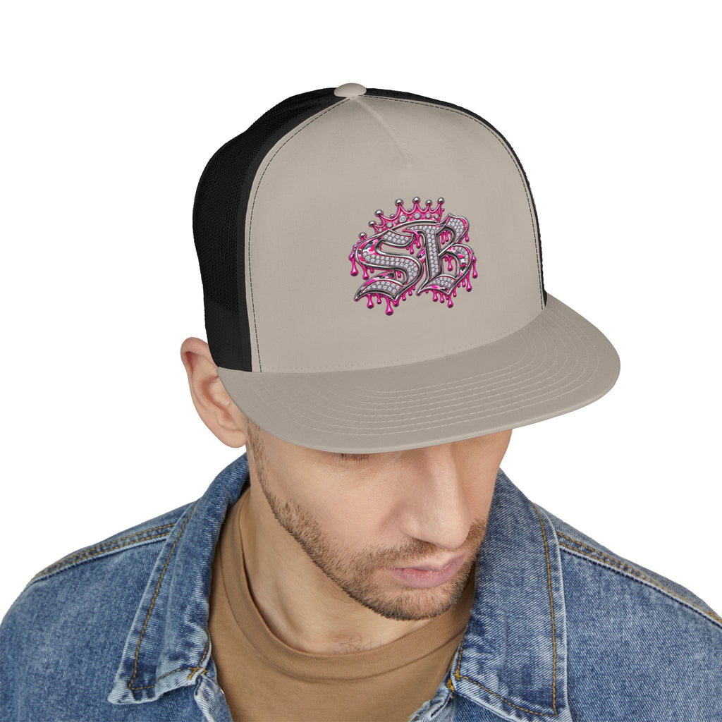 5 Panel Trucker Cap-PINK/SILVER SB LOGO-SCUMMIEBEARZ™