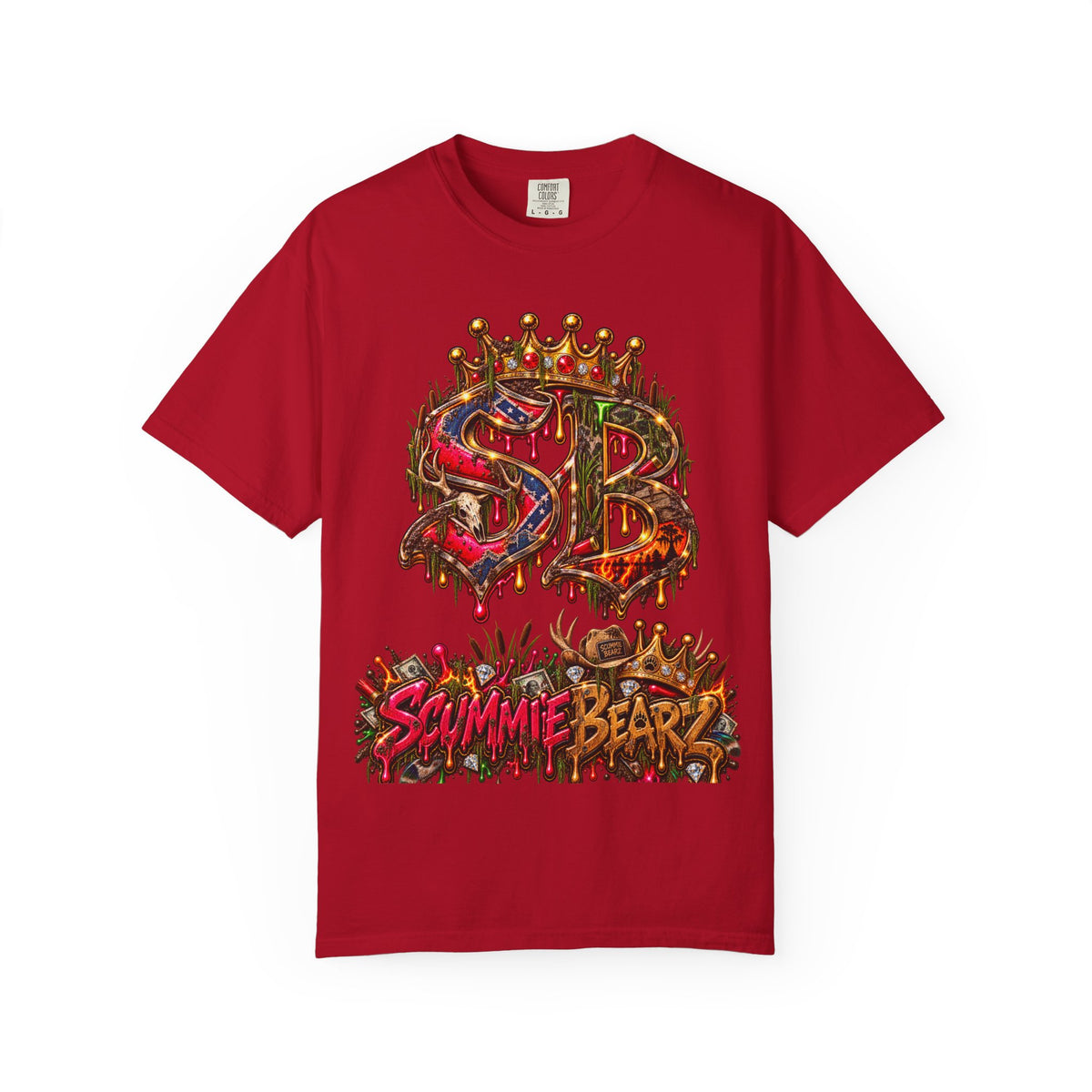 Unisex Garment-Dyed T-shirt--HILLBILLY DEAD OR RICH/SB CROWN LOGO-SCUMMIEBEARZ™️