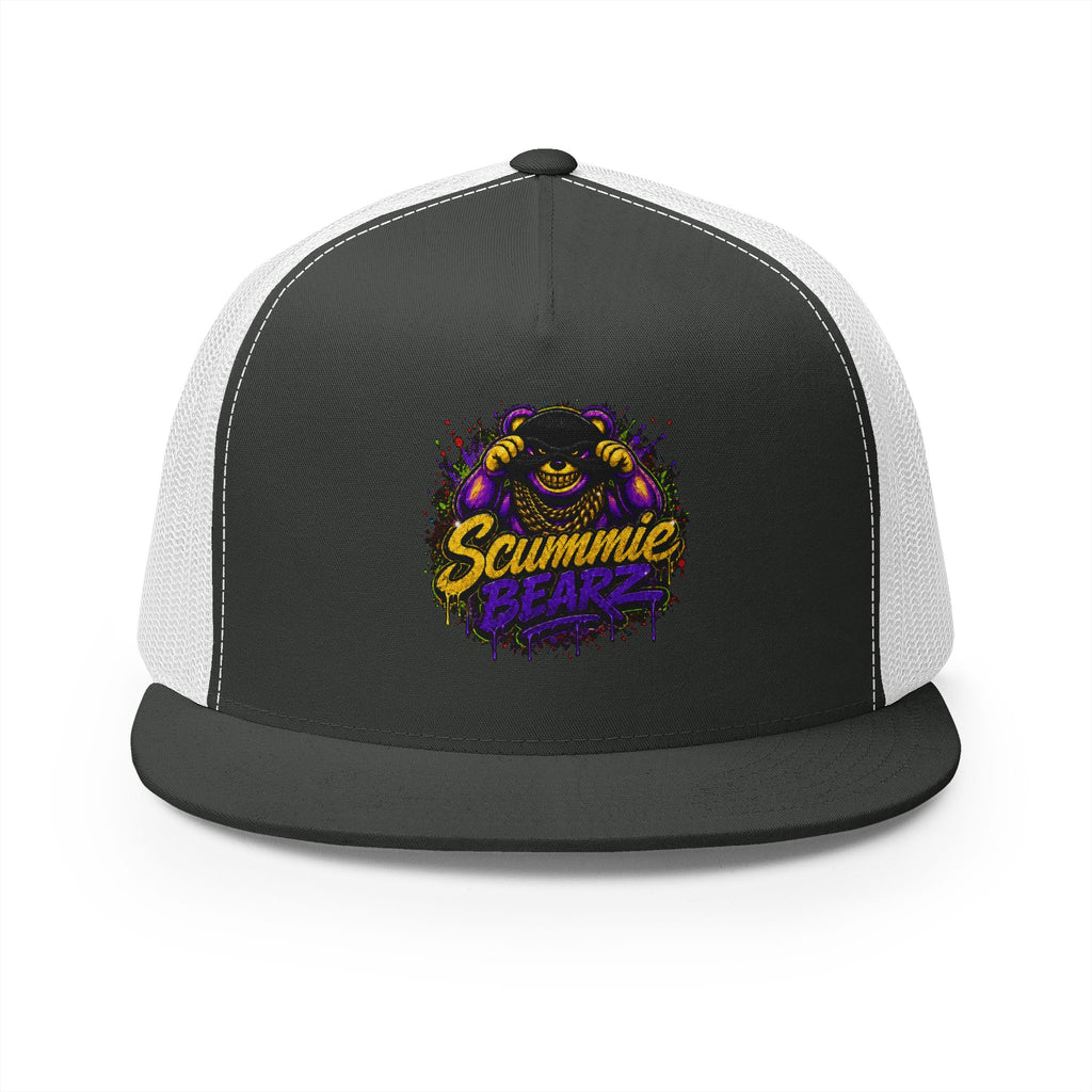 5 Panel Trucker Cap-GOLD/PURPLE MASK LOGO-SCUMMIEBEARZ™