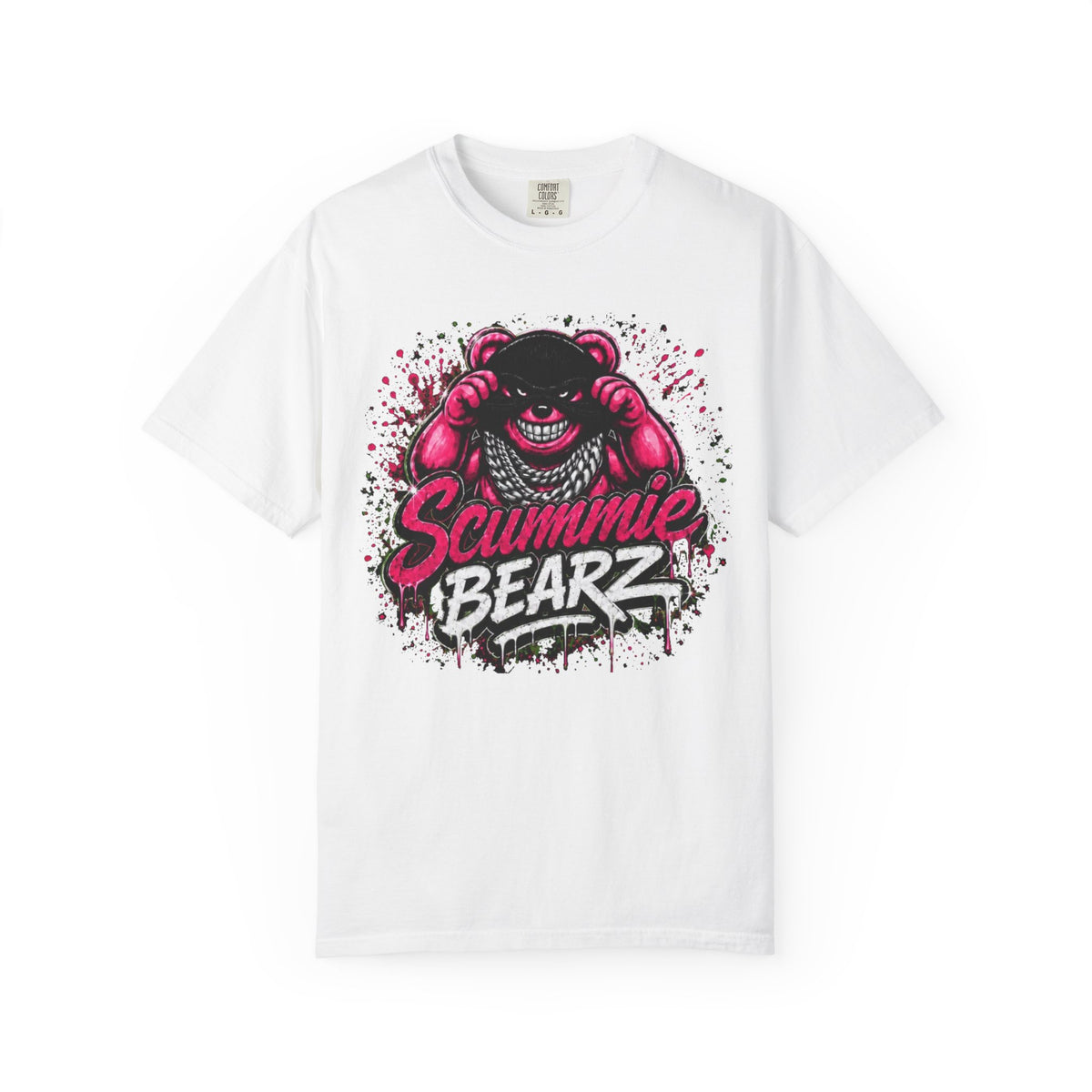 Unisex Garment-Dyed T-shirt-PINK MASK LOGO& IF YOU SLIP SHE WILL GRIP-SCUMMIEBEARZ™