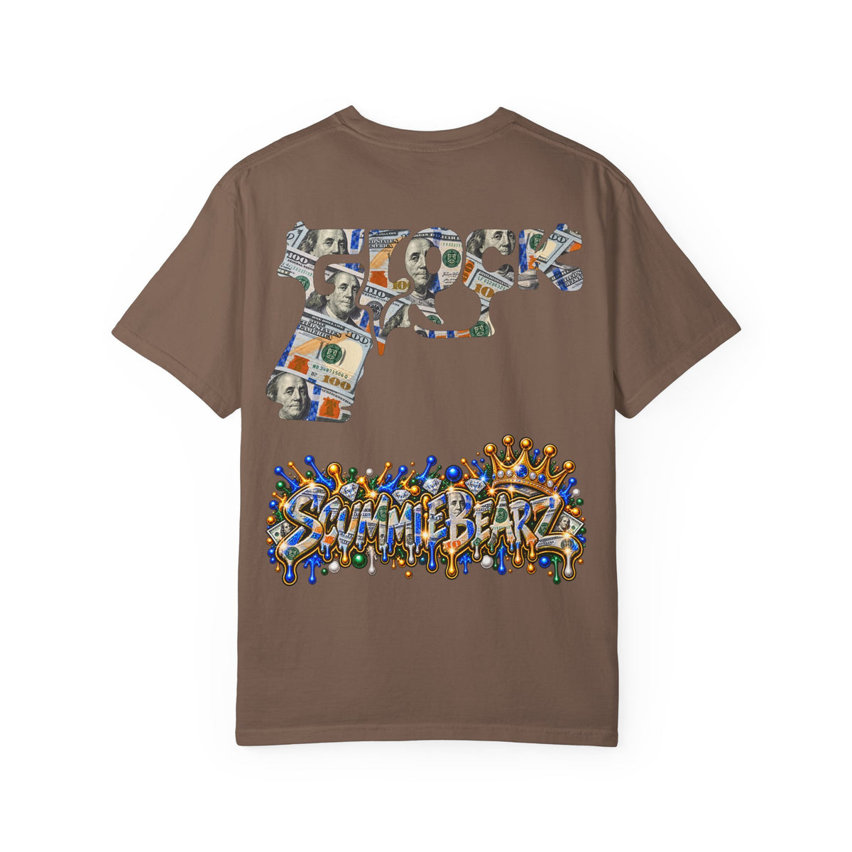 Unisex Garment-Dyed T-SHIRT-BLUE MONEY GLOCK/SB LOGO-SCUMMIEBEARZ™
