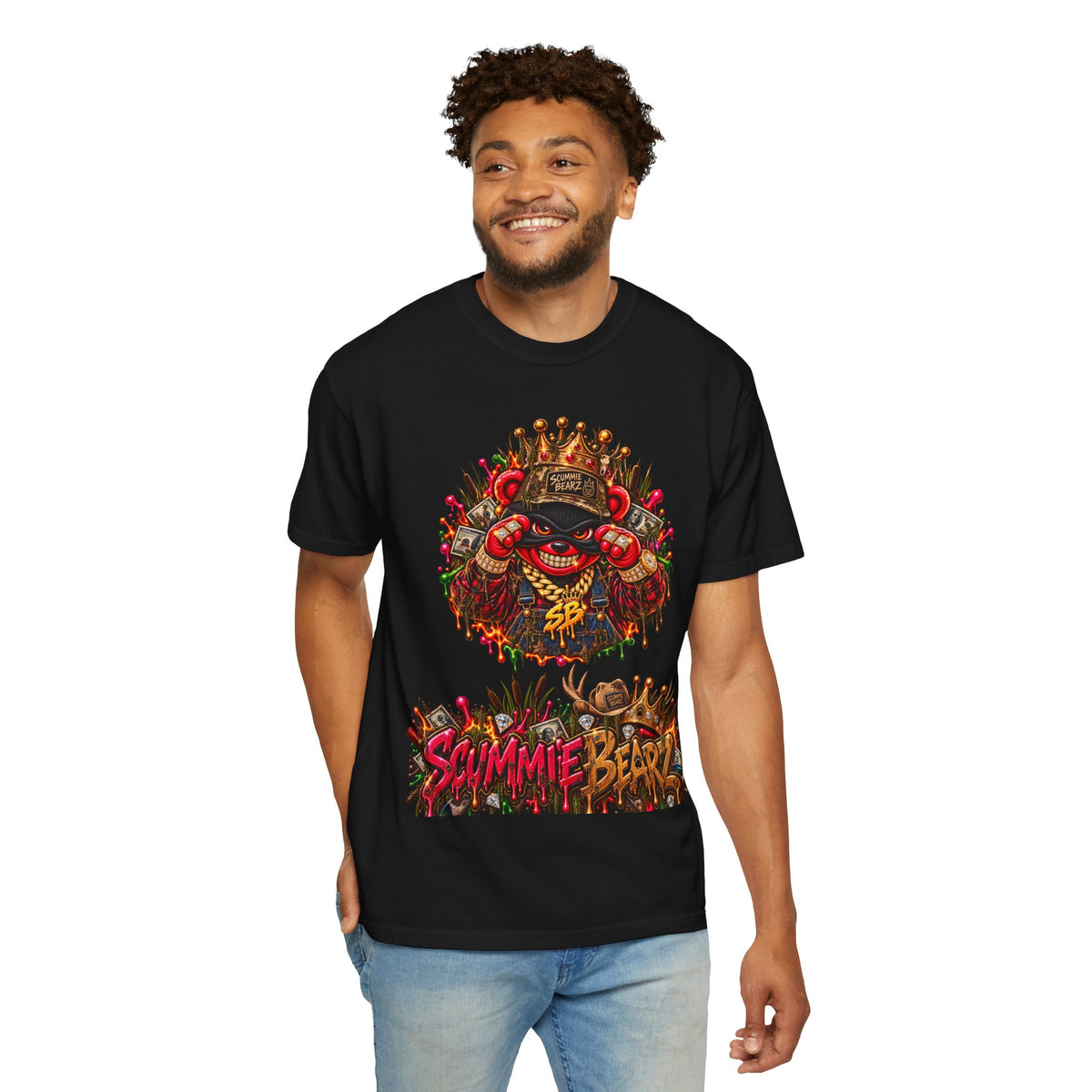 Unisex Garment-Dyed T-shirt-CROWN MASK LOGO HILLBILLY AIRBOAT -SCUMMIEBEARZ™