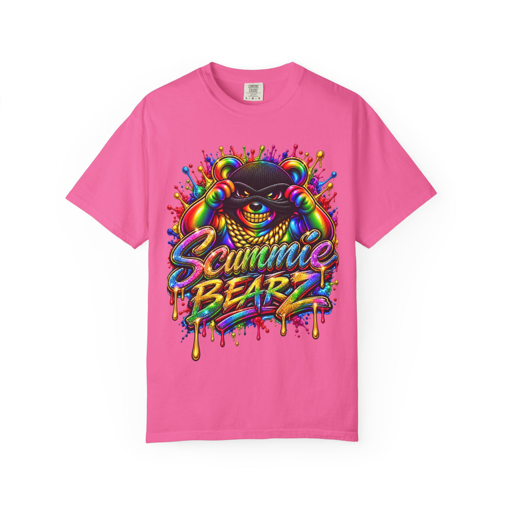 Unisex Garment-Dyed T-shirt-RAINBOW MASK LOGO GLOCK SB CROWN LOGO-SCUMMIEBEARZ™