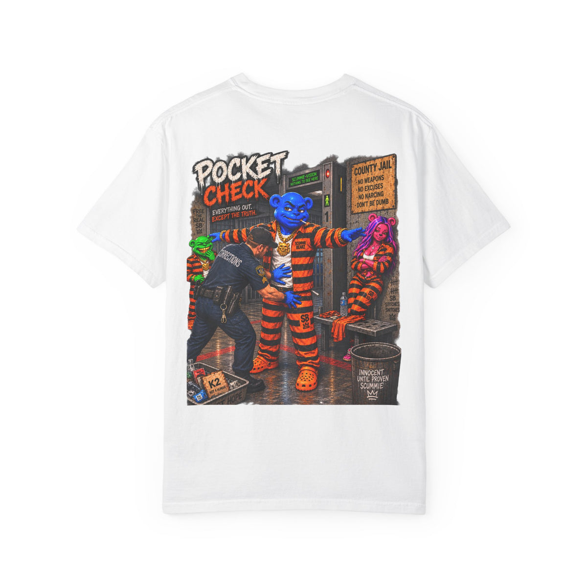 Unisex Garment-Dyed T-SHIRT- POCKET CHECK/SB LOGO-SCUMMIEBEARZ™