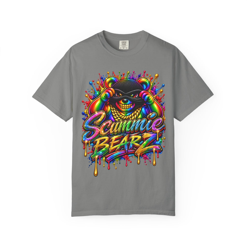 Unisex Garment-Dyed T-shirt-RAINBOW MASK LOGO GLOCK SB CROWN LOGO-SCUMMIEBEARZ™