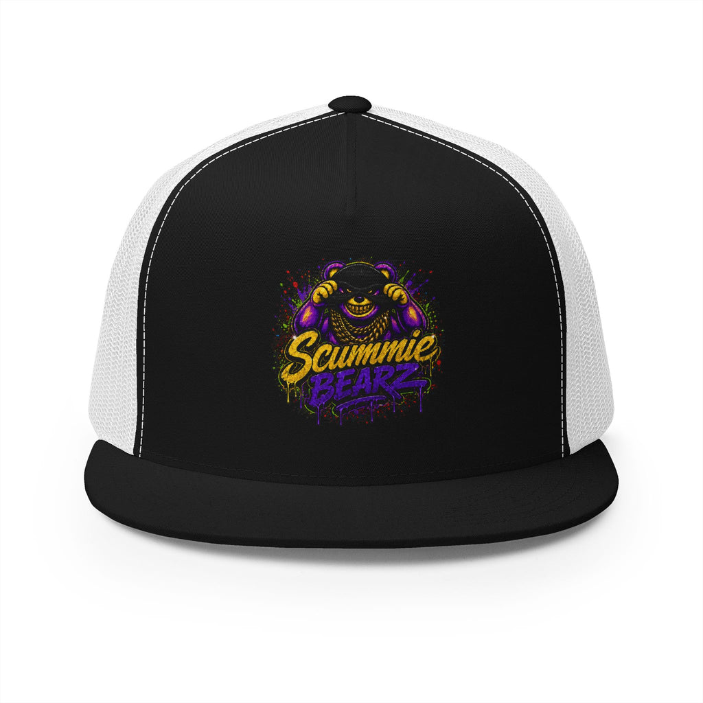 5 Panel Trucker Cap-GOLD/PURPLE MASK LOGO-SCUMMIEBEARZ™