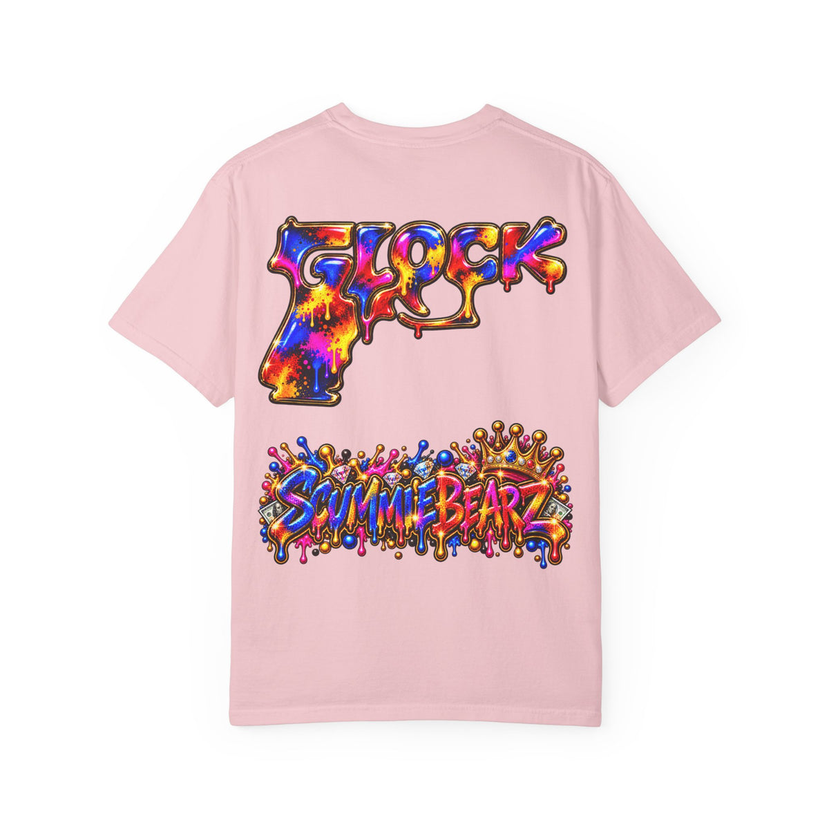 Unisex Garment-Dyed T-shirt-MULTI COLOR CROWN MASK LOGO GLOCK -SCUMMIEBEARZ™