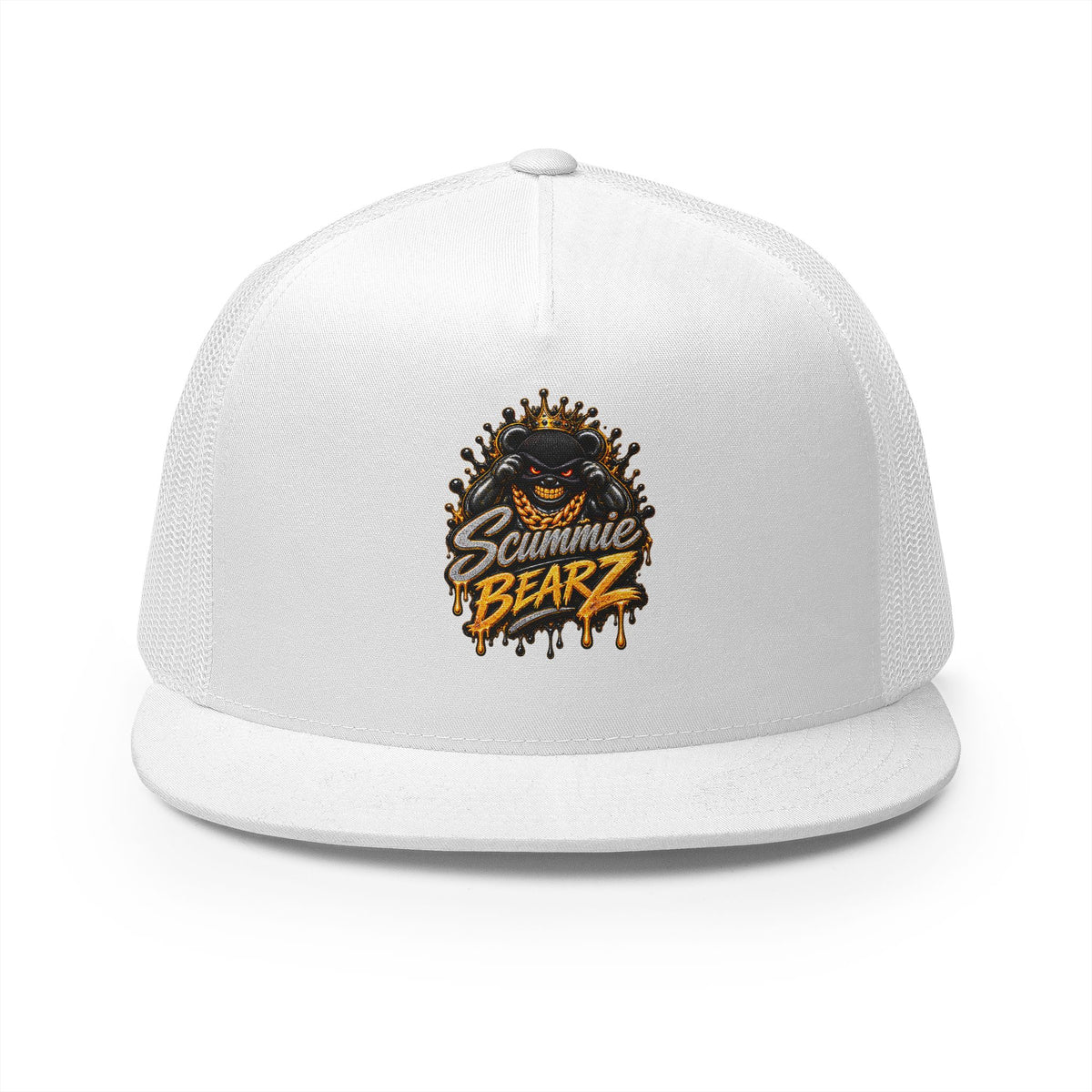 5 Panel Trucker Cap-SILVER/GOLD MASK LOGO-SCUMMIEBEARZ™