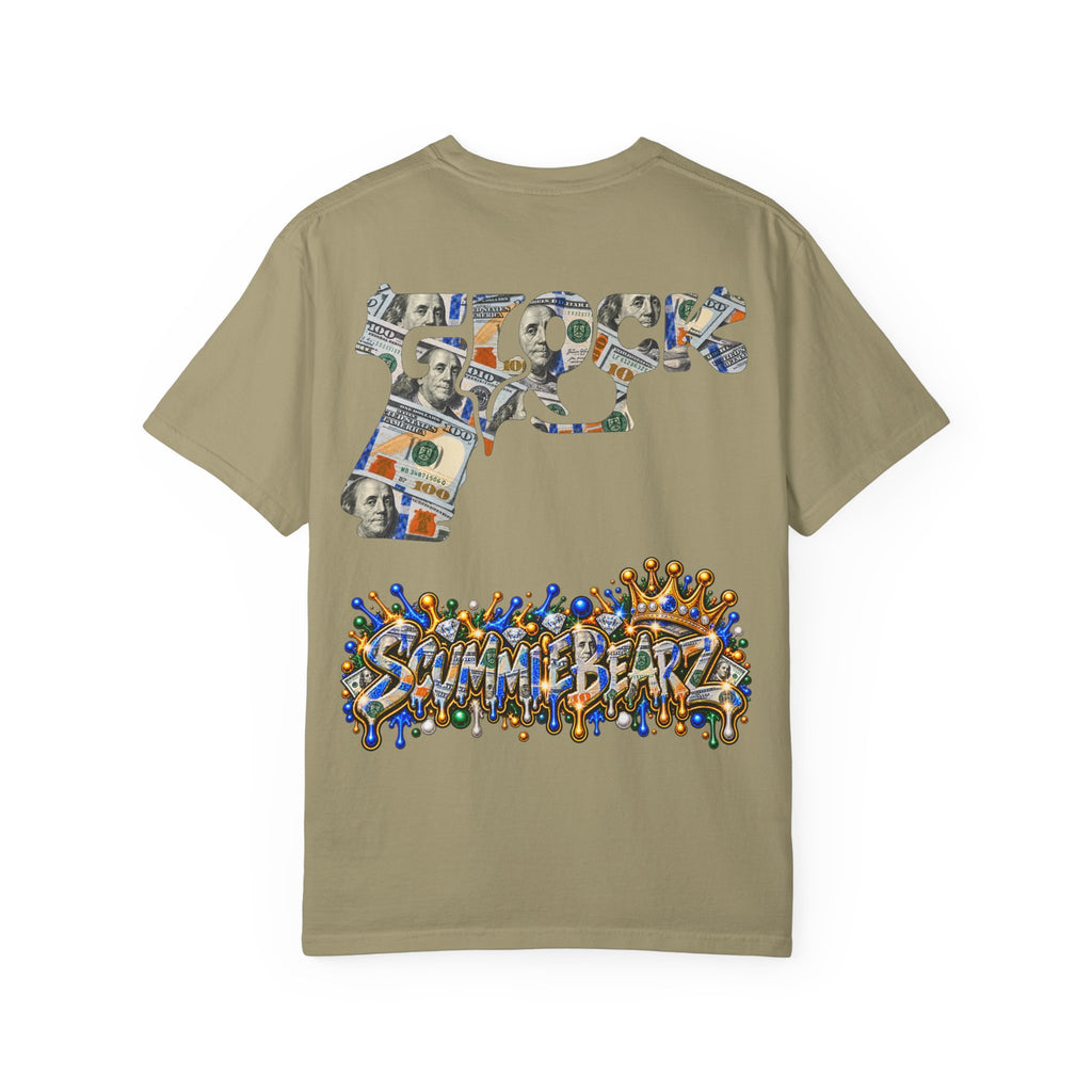Unisex Garment-Dyed T-SHIRT-BLUE MONEY GLOCK/SB LOGO-SCUMMIEBEARZ™