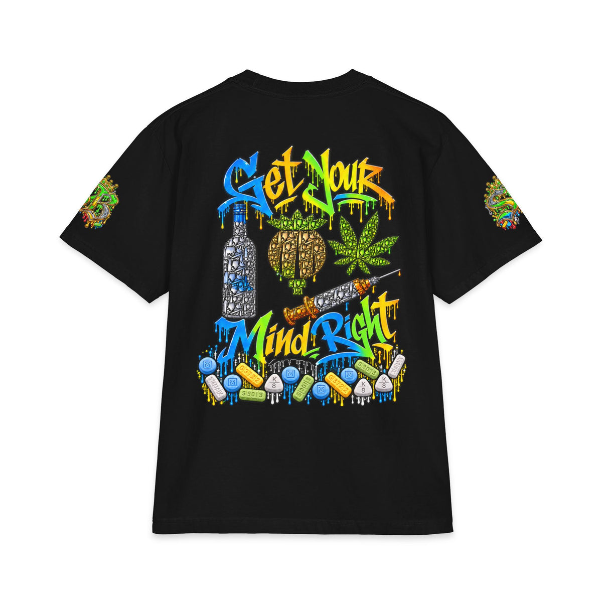 Unisex Max Heavyweight Short Sleeve-GET YOUR MIND RIGHT GREEN/BLUE REMIX-SCUMMIEBEARZ™️