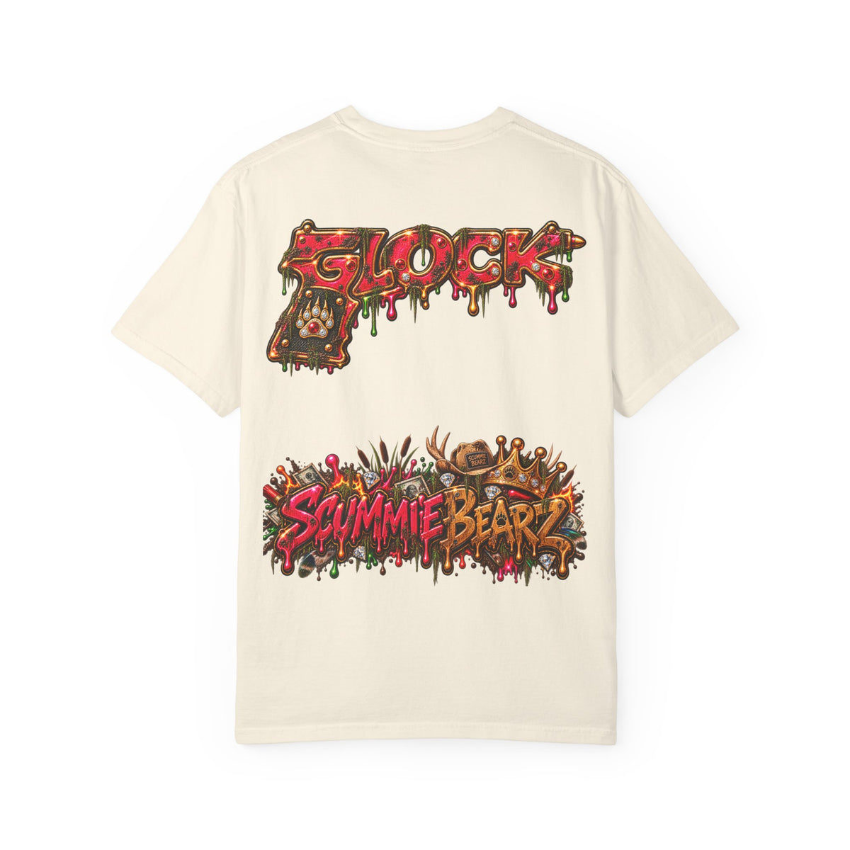 Unisex Garment-Dyed T-shirt-HILLBILLY cROWN MASK/GLOCK LOGO-SCUMMIEBEARZ™️
