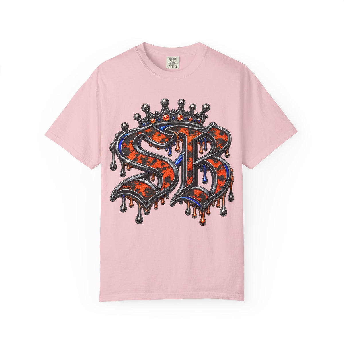 Unisex Garment-Dyed T-shirt-ORANGE&BLUE SB CROWN LOGO&TRAP STAR -SCUMMIEBEARZ™