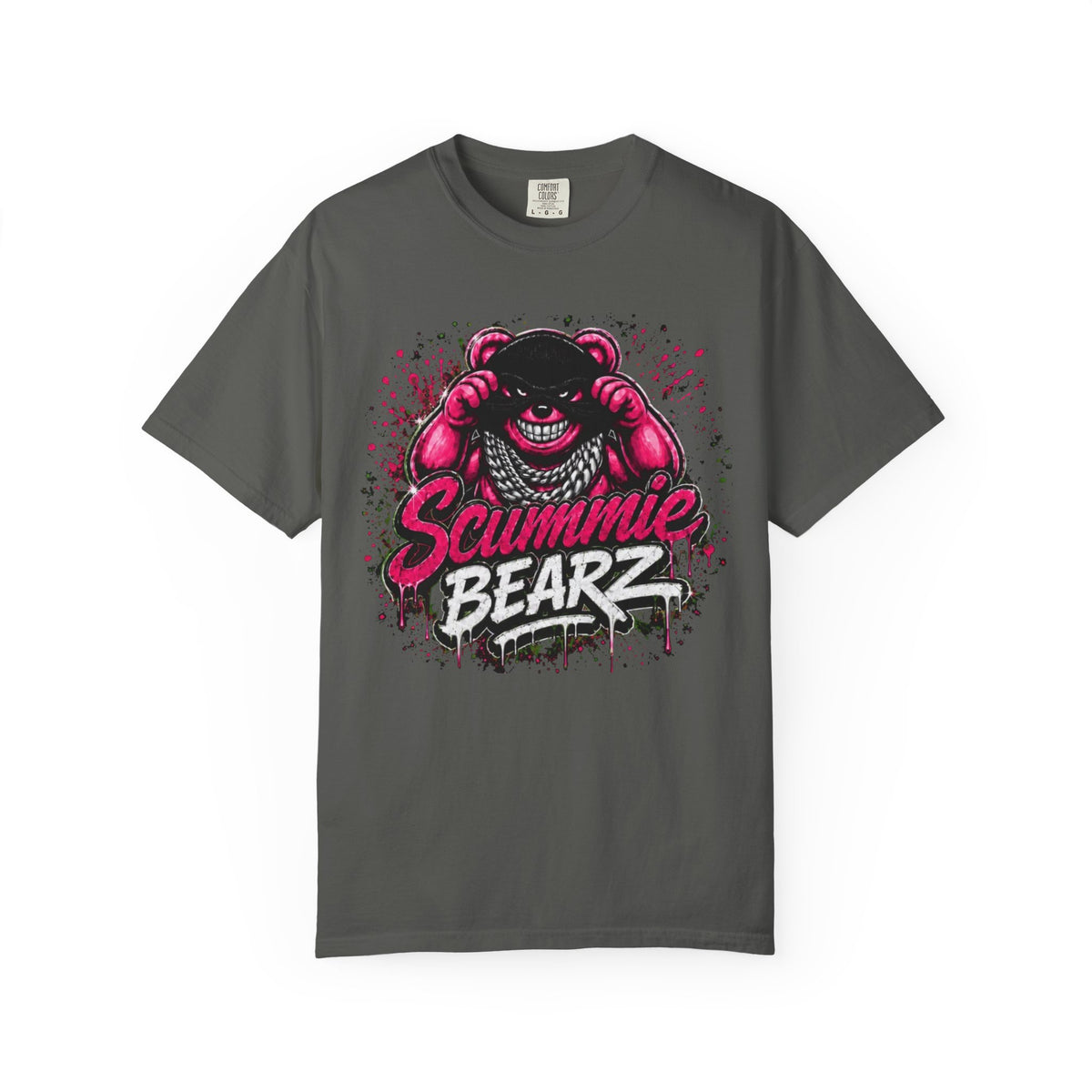 Unisex Garment-Dyed T-shirt-PINK MASK LOGO& IF YOU SLIP SHE WILL GRIP-SCUMMIEBEARZ™