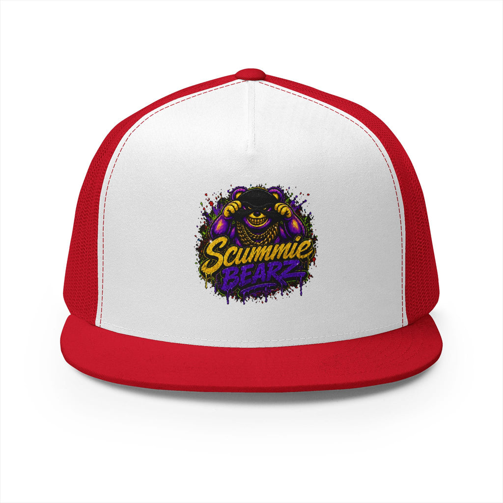 5 Panel Trucker Cap-GOLD/PURPLE MASK LOGO-SCUMMIEBEARZ™