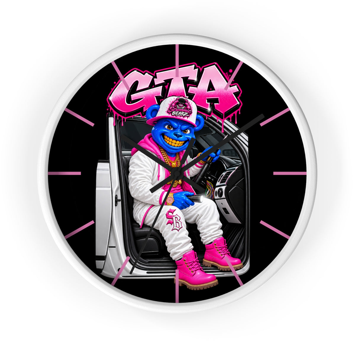 Wall Clock-PINK GTA-SCUMMIEBEARZ™️