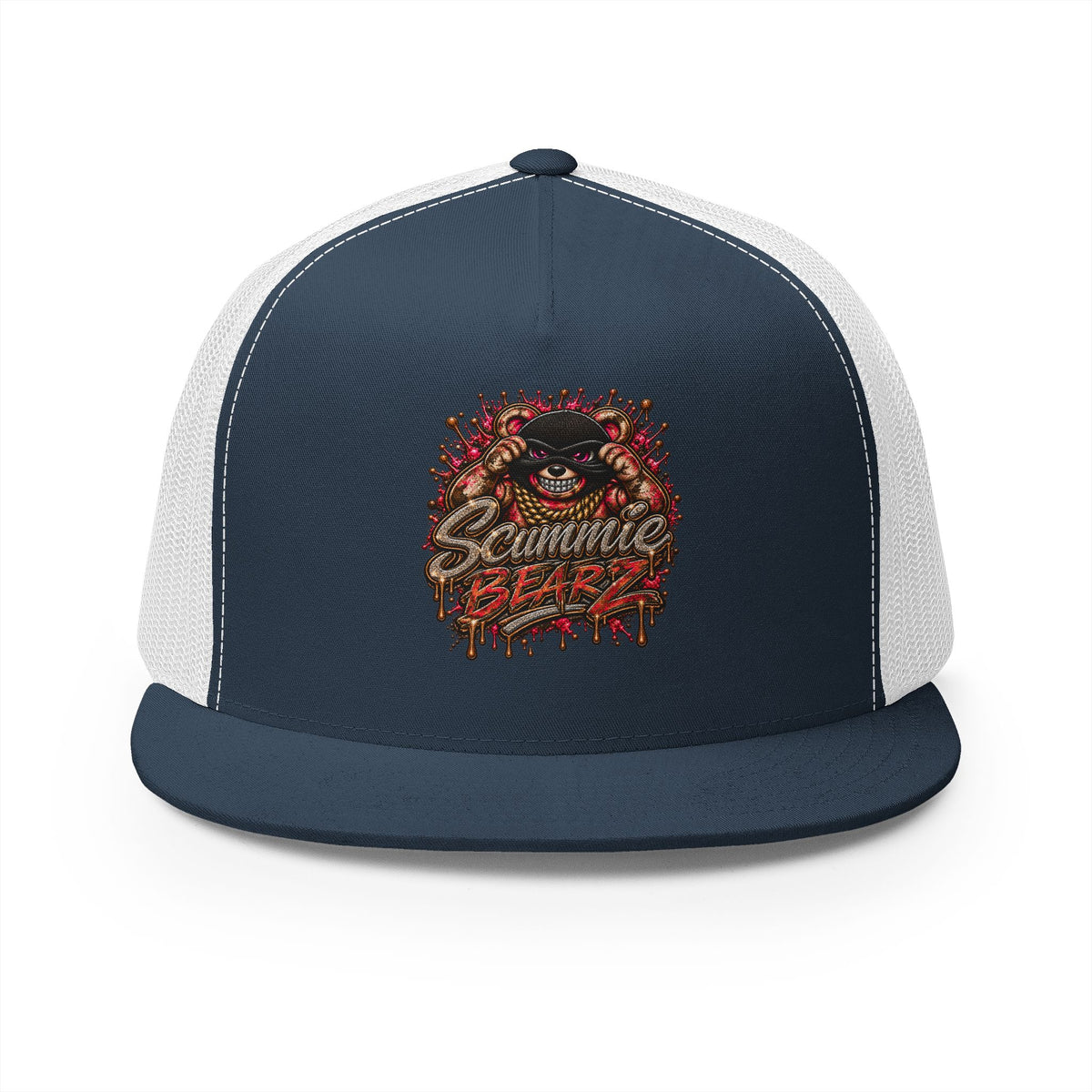 5 Panel Trucker Cap-RED/GOLD MASK LOGO-SCUMMIEBEARZ™