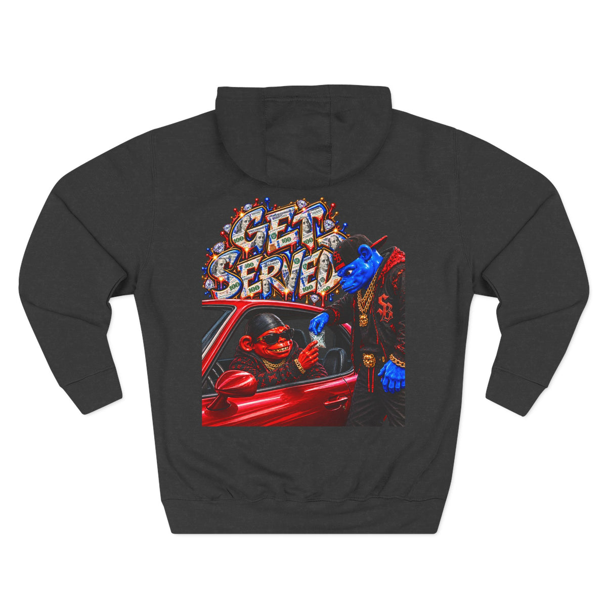 Three-Panel Fleece Hoodie-GET SERVED-SCUMMIEBEARZ™️