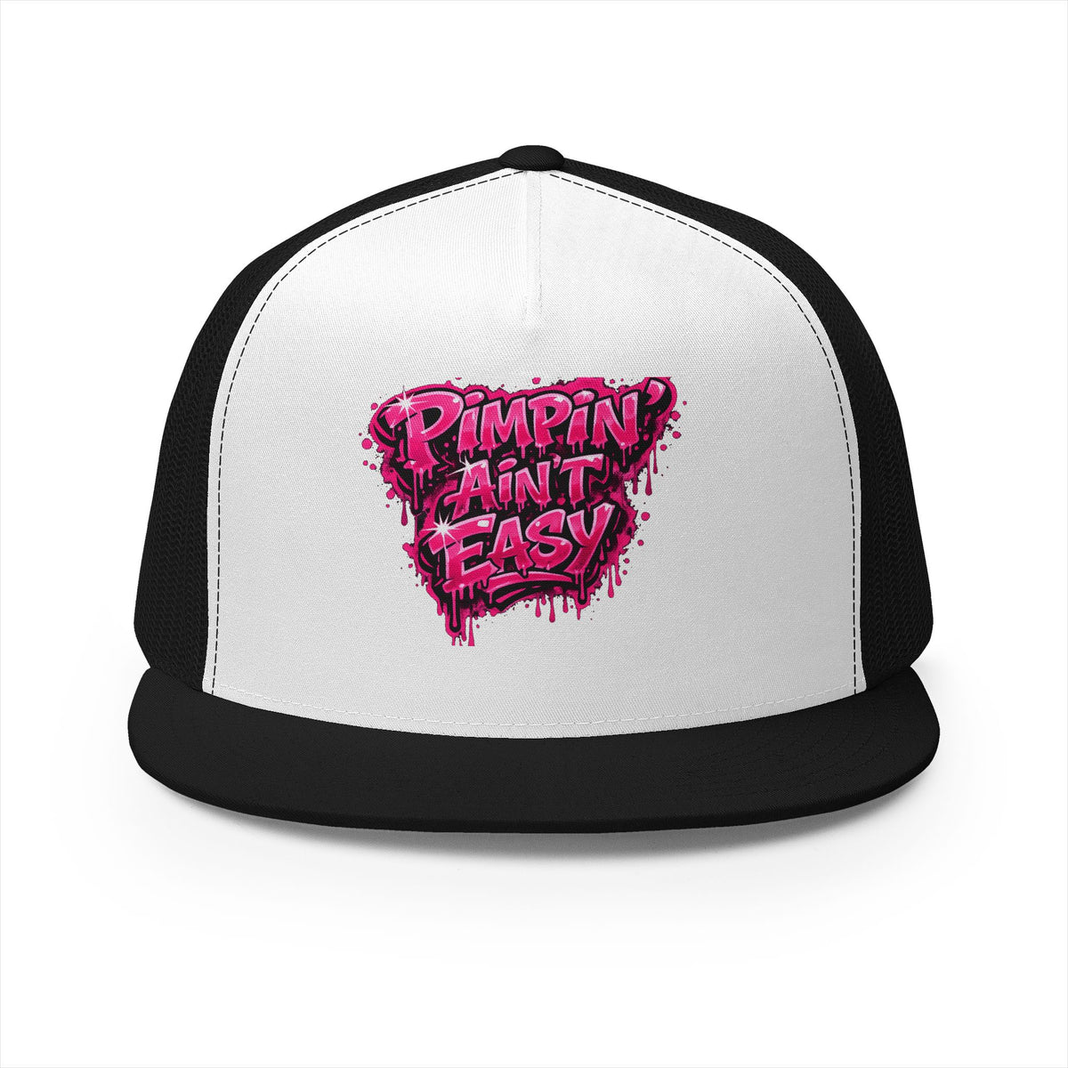 5 Panel Trucker Cap-PINK PIMPIN AINT EASY -SCUMMIEBEARZ™