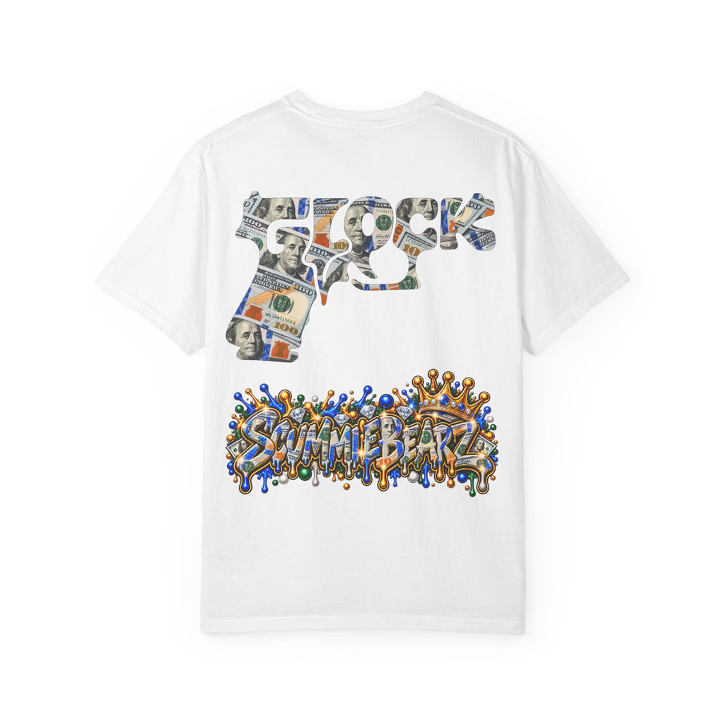 Unisex Garment-Dyed T-SHIRT-MONEY GLOCK/CROWN MASK LOGO-SCUMMIEBEARZ™