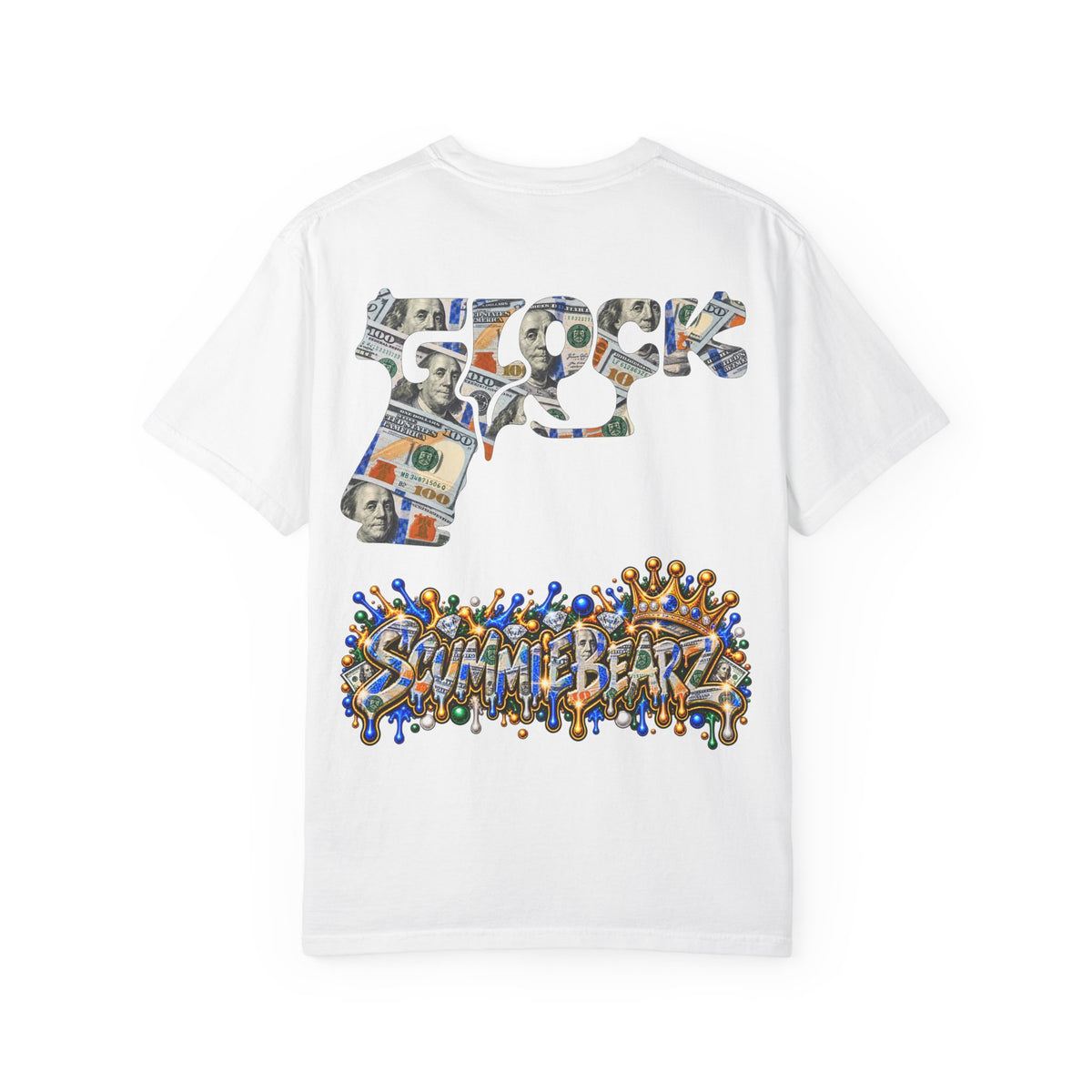 Unisex Garment-Dyed T-SHIRT-MONEY GLOCK/CROWN MASK LOGO-SCUMMIEBEARZ™