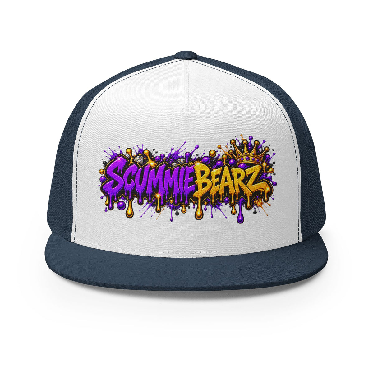 5 Panel Trucker Cap-PURPLE/GOLD SCUMMIEBEARZ LOGO-SCUMMIEBEARZ™