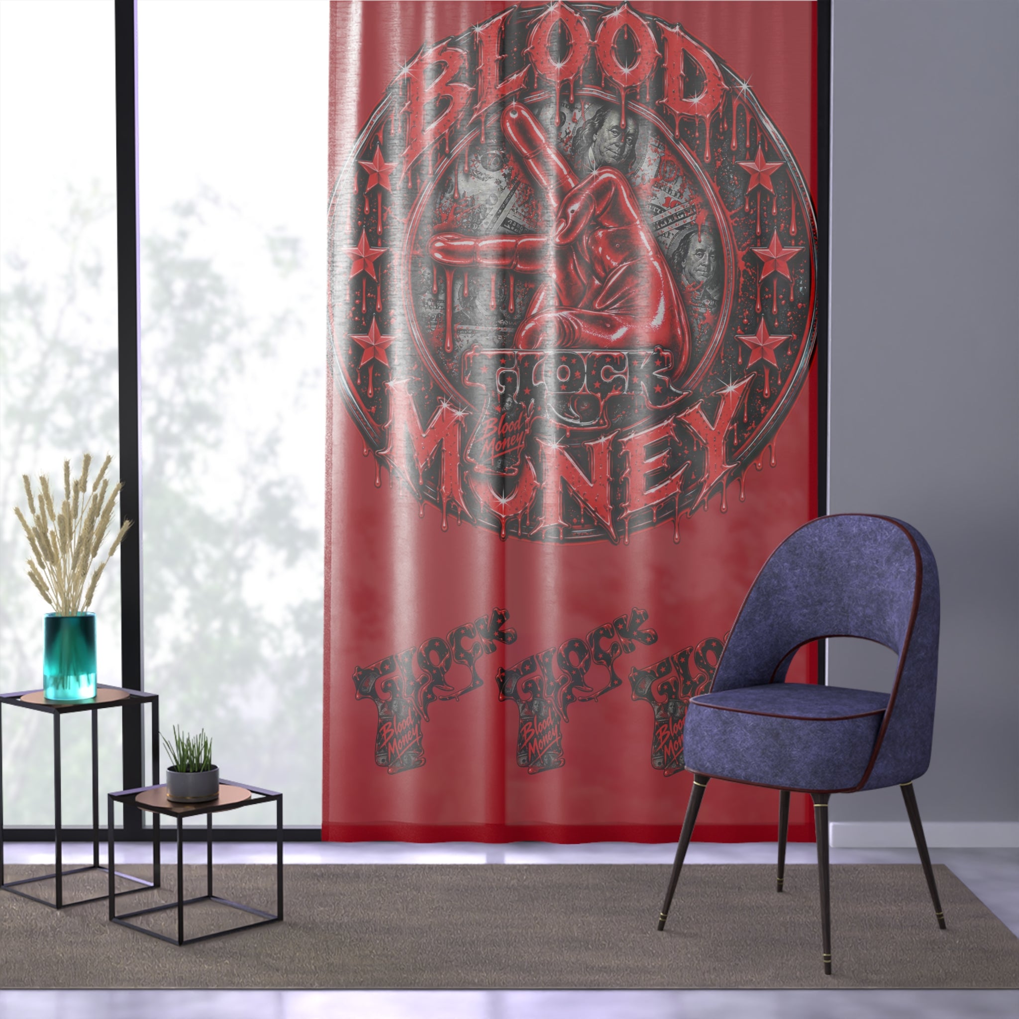 Window Curtain-Blood Money Red-SCUMMIEBEARZ™
