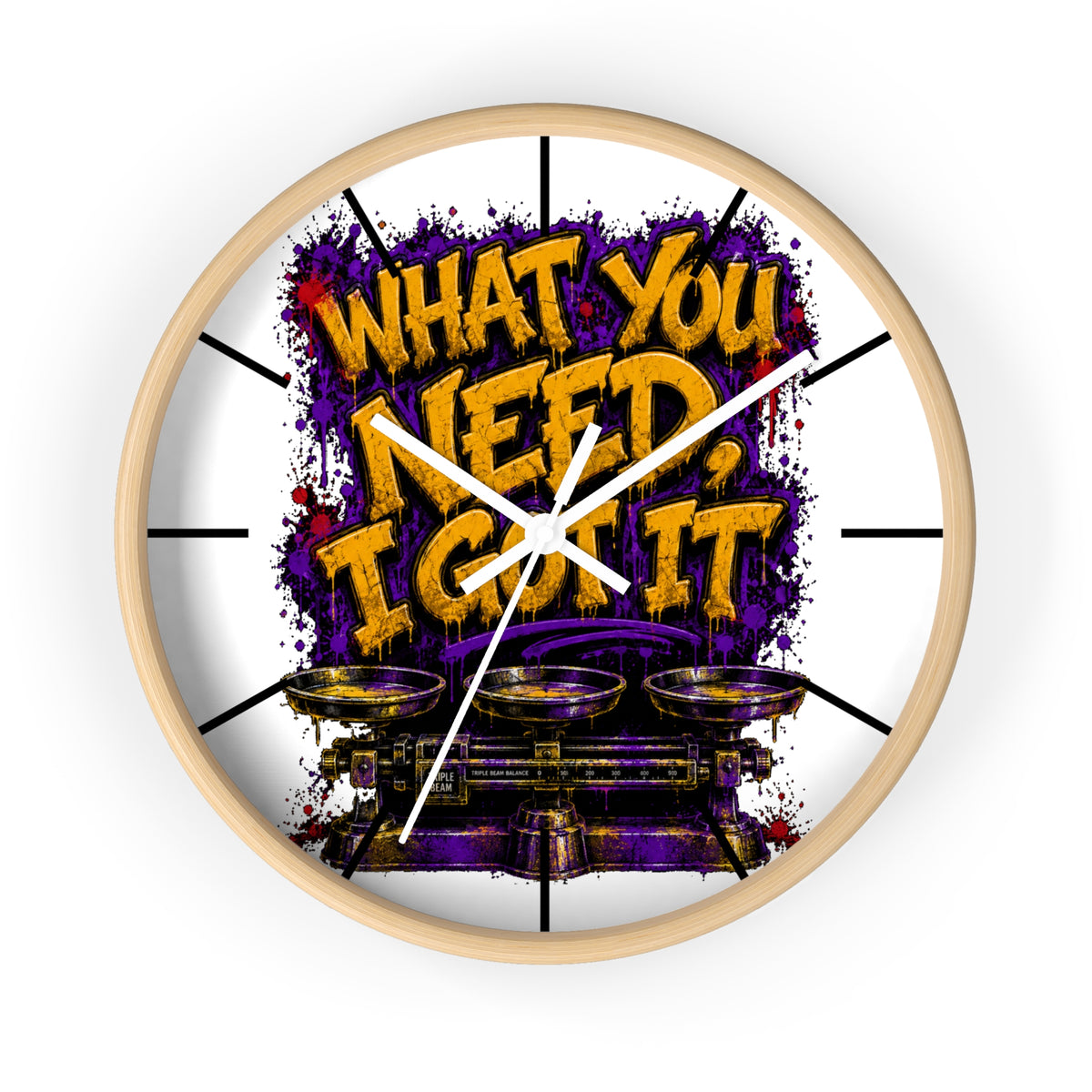 Purple and Gold Street Hustle Wall Clock-What You Need, I Got It-SCUMMIEBEARZ™️
