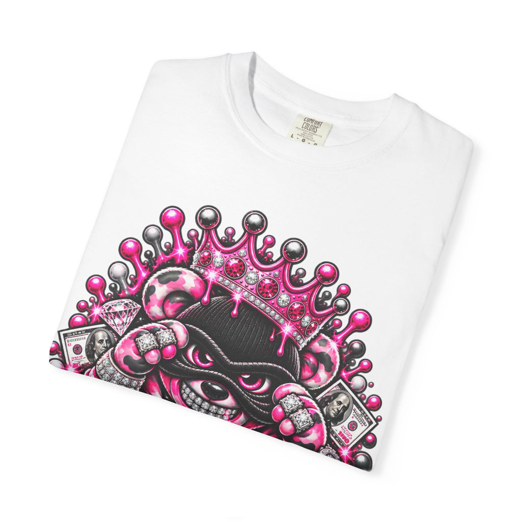 Unisex Garment-Dyed T-shirt-PINK CROWN MASK LOGO GLOCK -SCUMMIEBEARZ™
