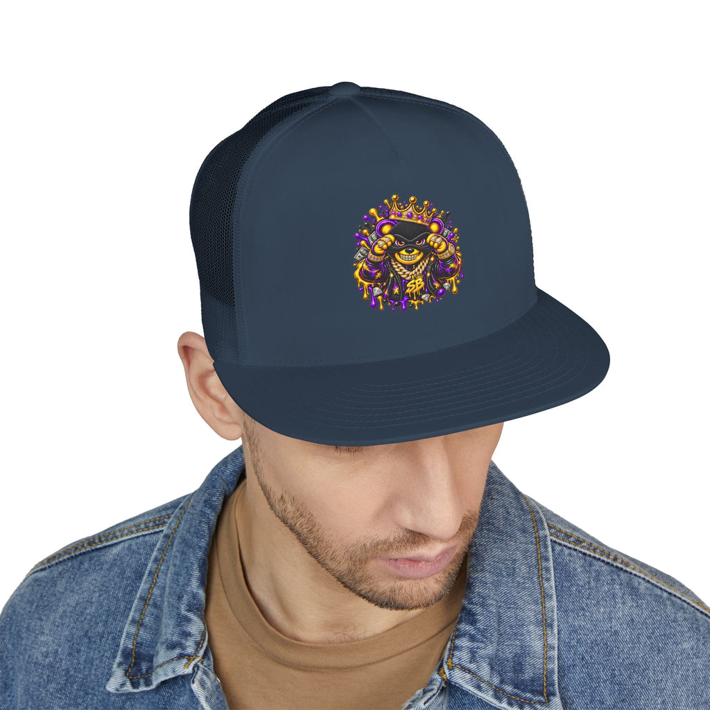 5 Panel Trucker Cap-PURPLE/GOLD SB MASK LOGO-SCUMMIEBEARZ™