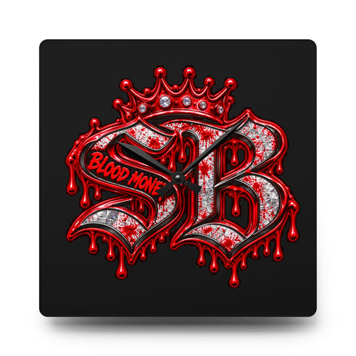 Acrylic Wall Clock-Blood Money SB Logo
