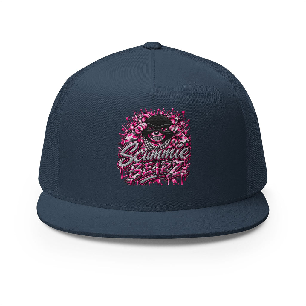 5 Panel Trucker Cap-PINK CAMOUFLAGE WITH SILVER MASK LOGO-SCUMMIEBEARZ™