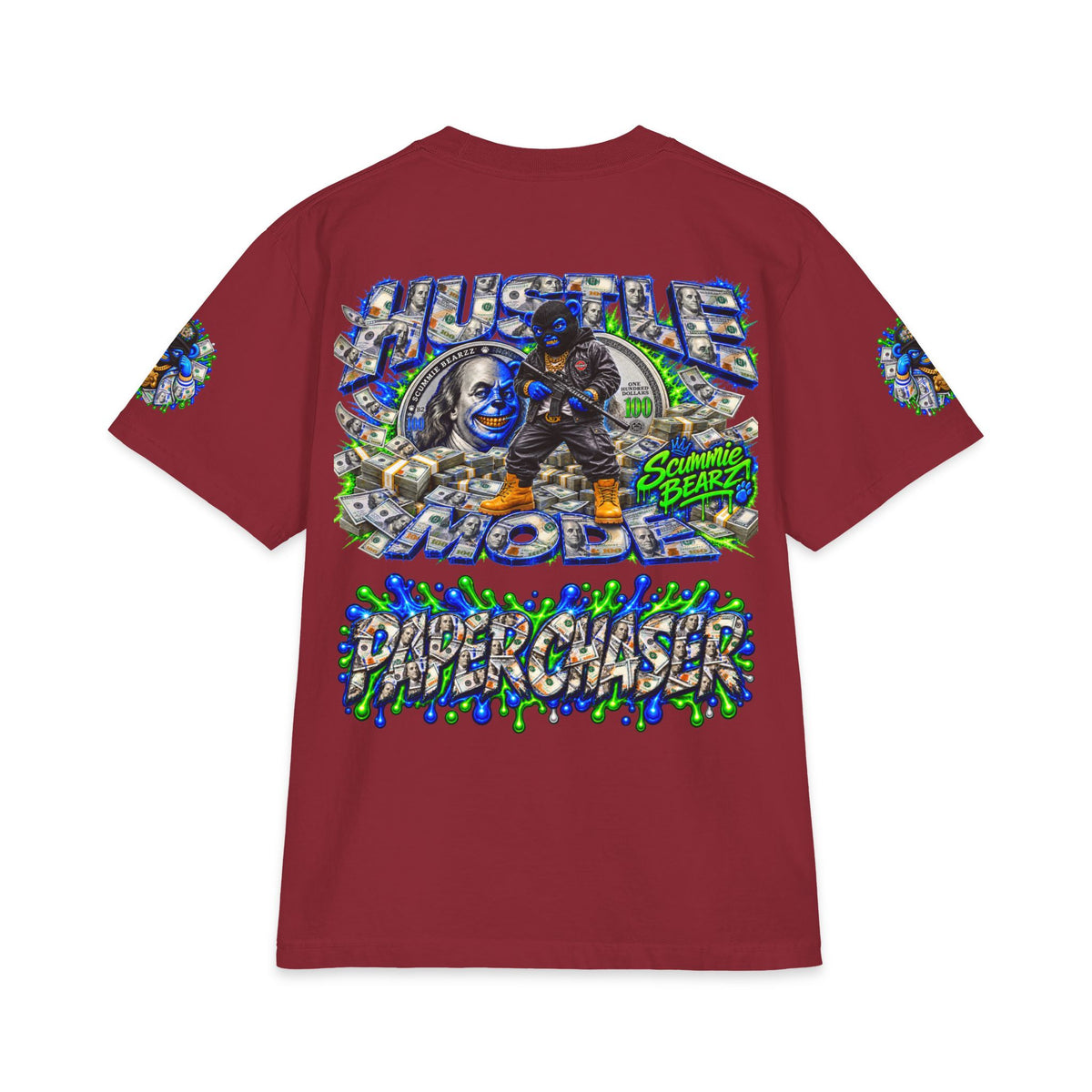 Hustle Mode, Green Remix | SCUMMIEBEARZ™ Shaka Wear Heavyweight Tee