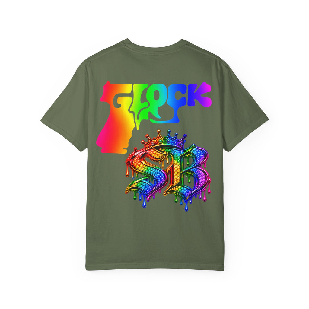 Unisex Garment-Dyed T-shirt-RAINBOW MASK LOGO GLOCK SB CROWN LOGO-SCUMMIEBEARZ™