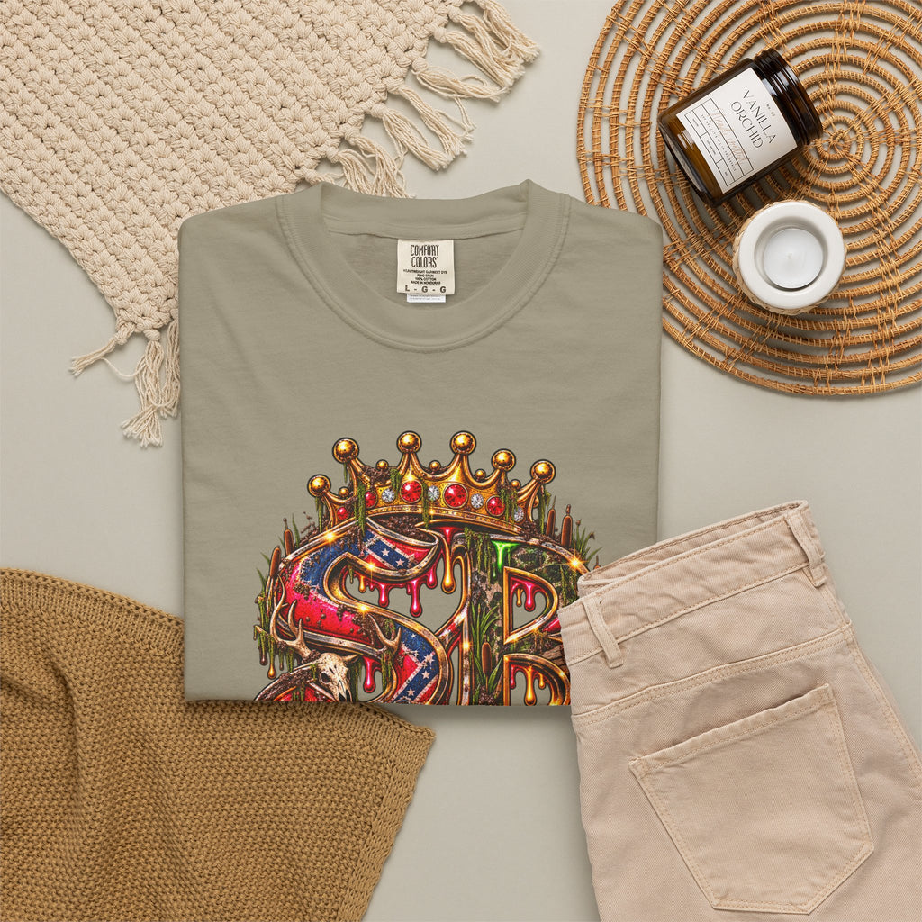 Unisex Garment-Dyed T-shirt-HILLBILLY CROWN SB LOGO HILLBILLY -SCUMMIEBEARZ™