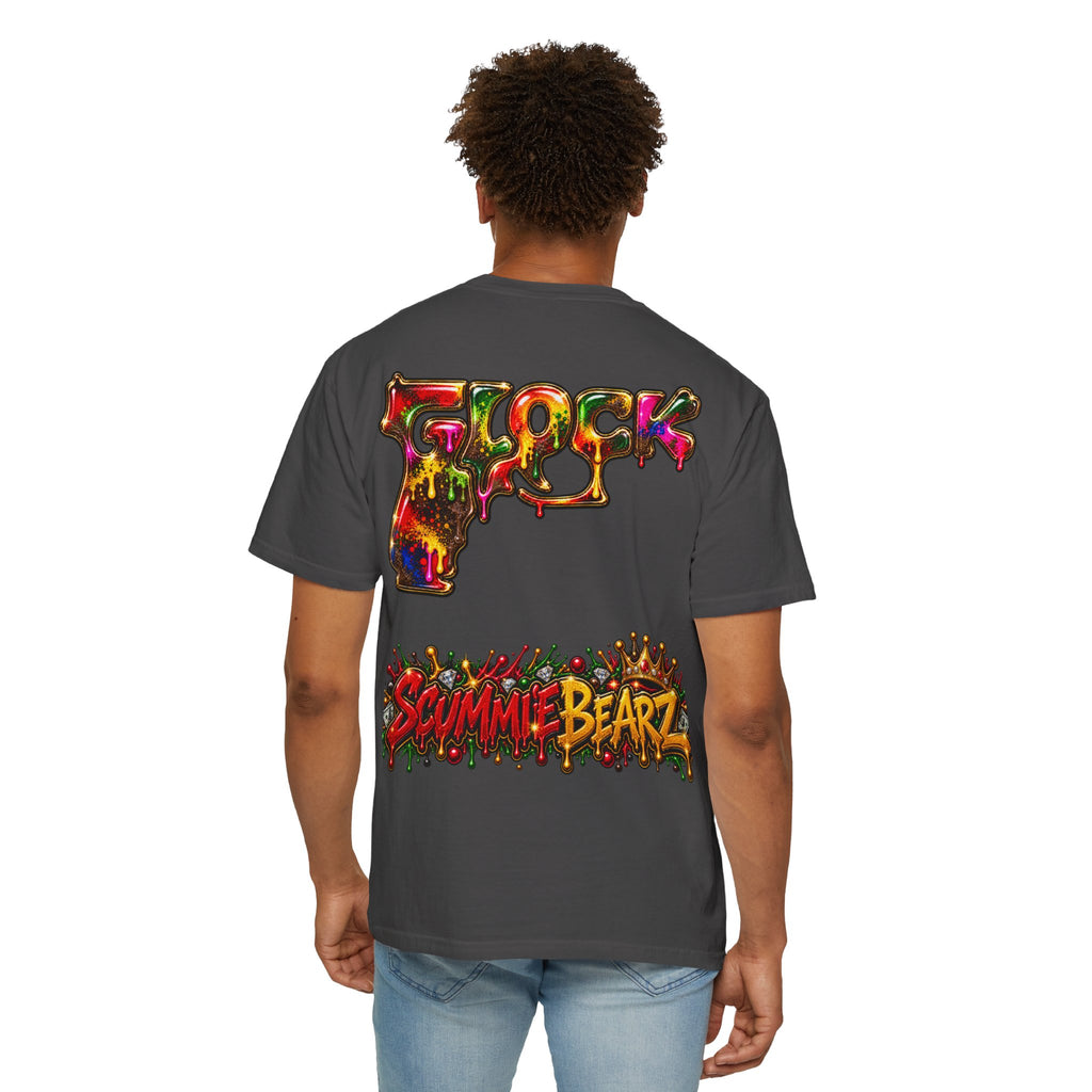 Unisex Garment-Dyed T-shirt-RED CROWN MASK LOGO MULTI COLOR GLOCK -SCUMMIEBEARZ™