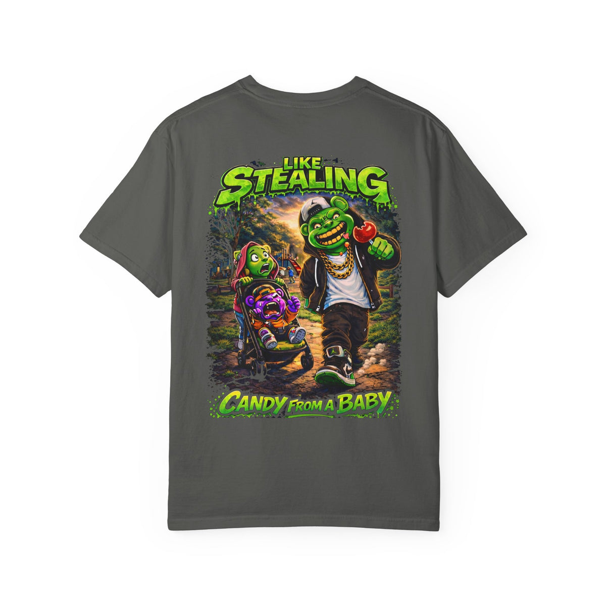 Unisex Garment-Dyed T-shirt-MASK LOGO & LIKE STEALING CANDY FROM A BABY-SCUMMIEBEARZ™