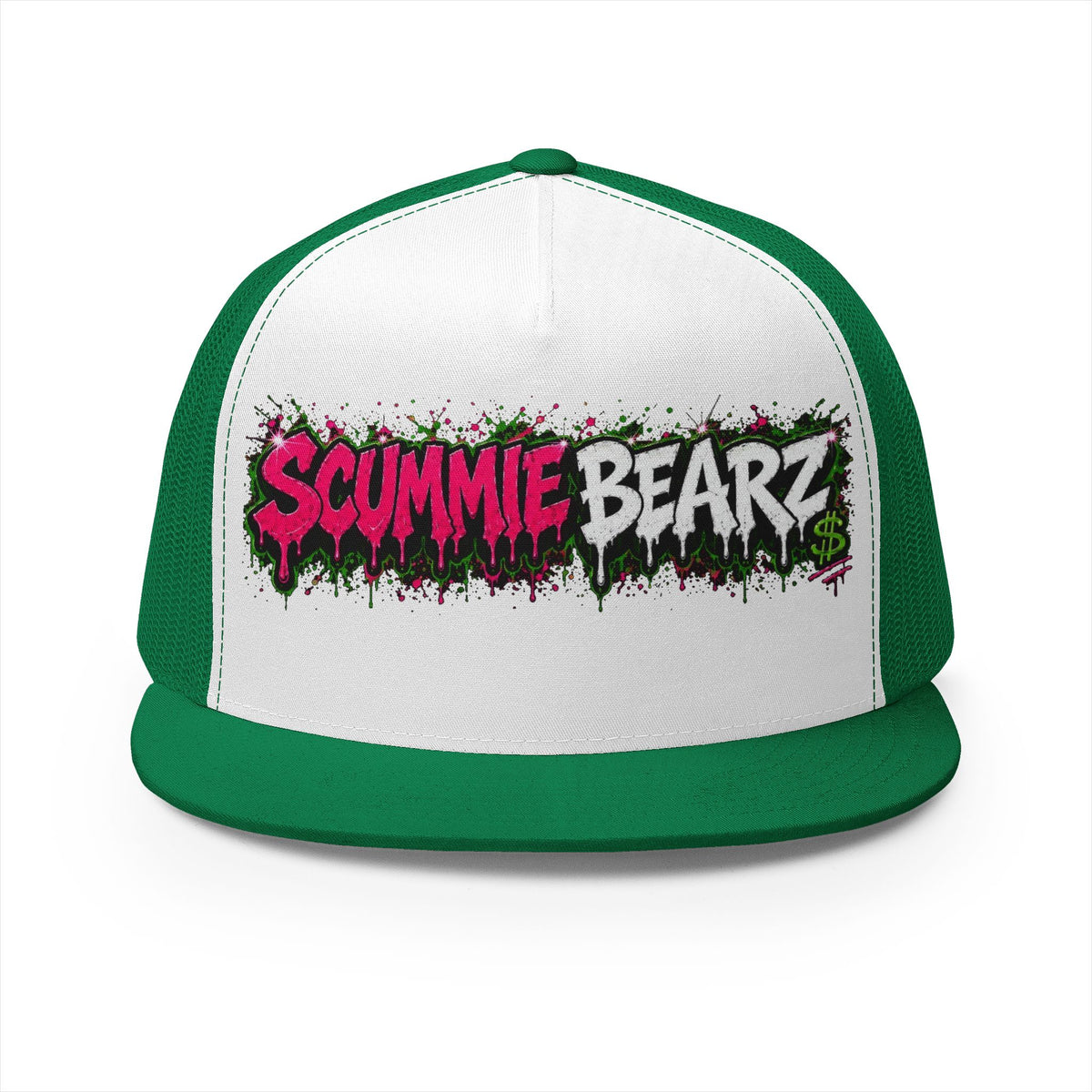 5 Panel Trucker Cap-PINK/SILVER SCUMMIEBEARZ LOGO-SCUMMIEBEARZ™