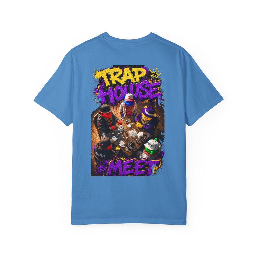 Unisex Garment-Dyed T-shirt-PURPLE&G9D CROWN MASK LOGO TRAP HOUSE MEET-SCUMMINGBEARZ™
