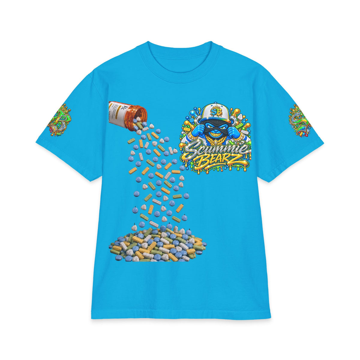 Unisex Max Heavyweight Short Sleeve-GET YOUR MIND RIGHT GREEN/BLUE REMIX-SCUMMIEBEARZ™️