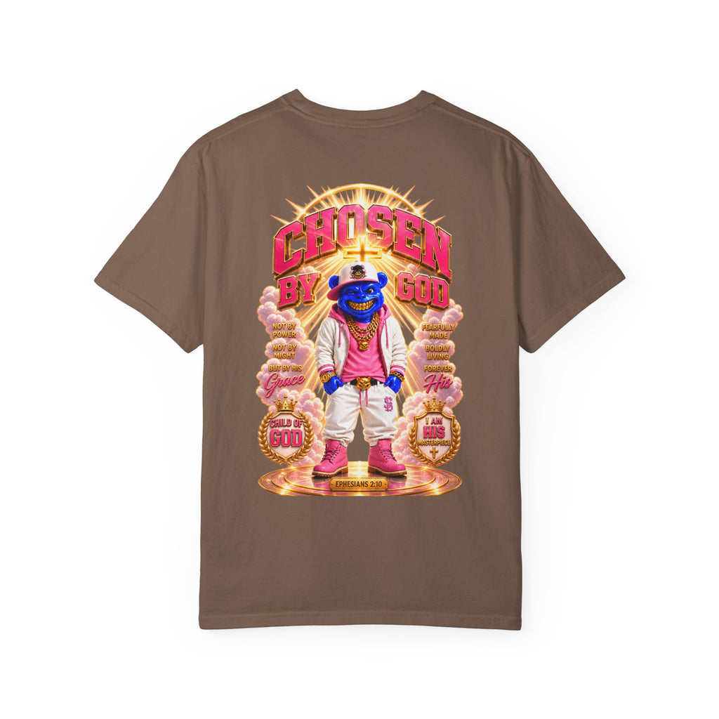 Unisex Garment-Dyed T-shirt-BLUE&PINK CROWN MASK LOGO CHOSEN BY GOD-SCUMMINGBEARZ™