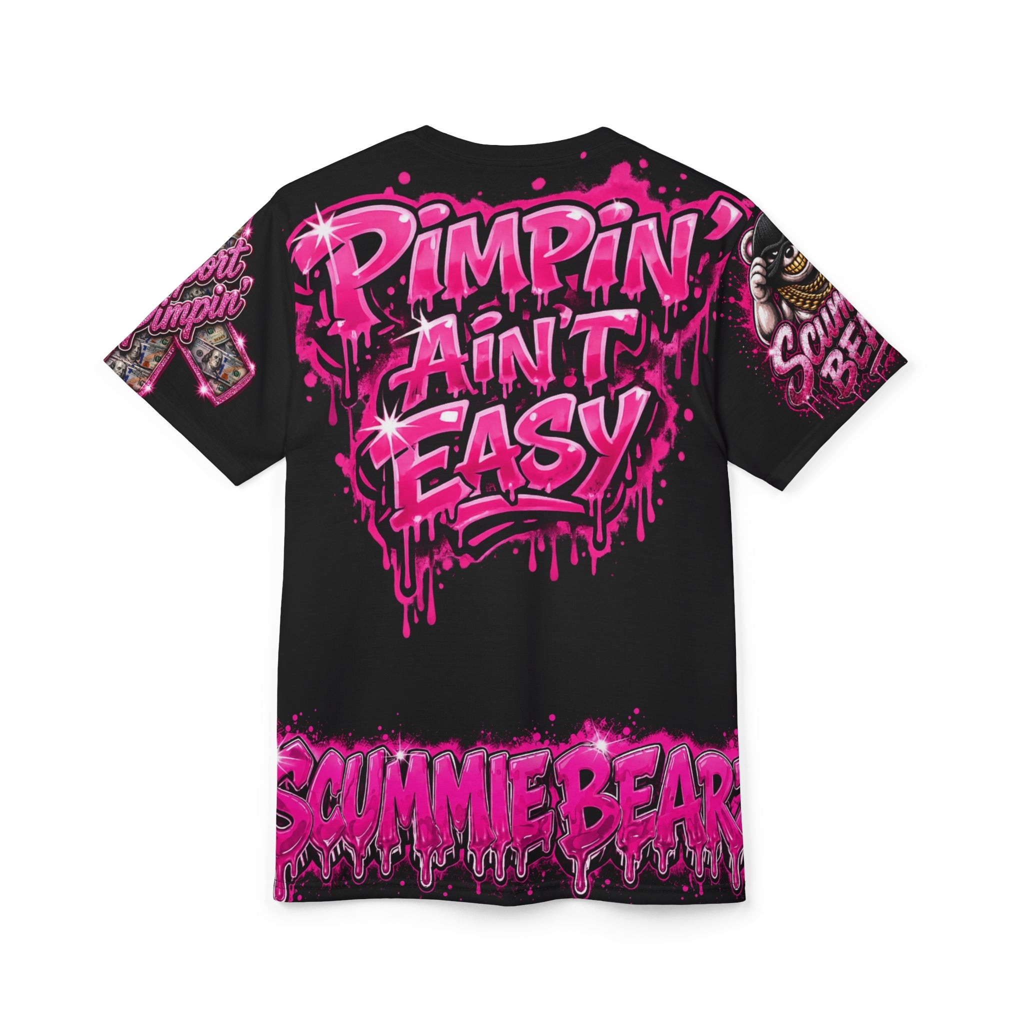 SCUMMIEBEARZ SUPPORT PIMPIN - PIMPIN AIN'T EASY AOP EDITION Unisex Streetwear Graphic Tee