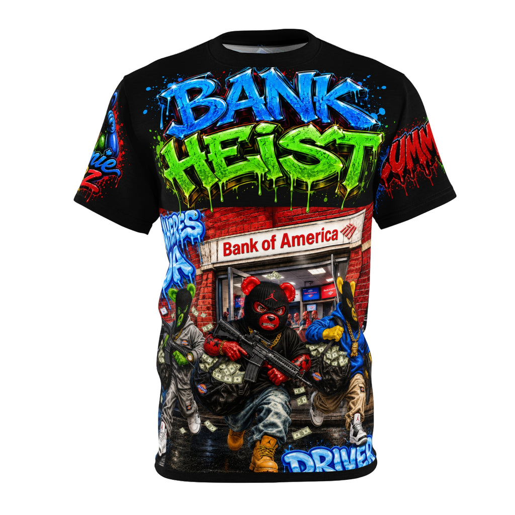 SCUMMIEBEARZ™ Where’s Da Driver?™ – Money is the Motive  AOP Edition  Unisex Graphic Streetwear Tee