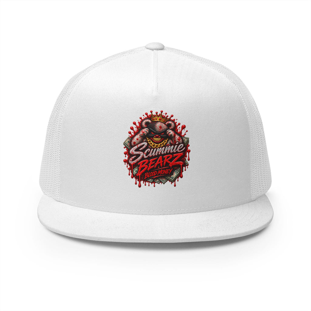 5 Panel Trucker Cap-	RED BLOOD MONEY MASK LOGO-SCUMMIEBEARZ™