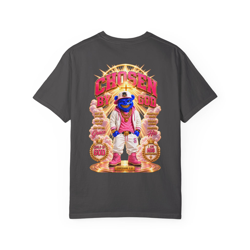Unisex Garment-Dyed T-shirt-BLUE&PINK CROWN MASK LOGO CHOSEN BY GOD-SCUMMINGBEARZ™