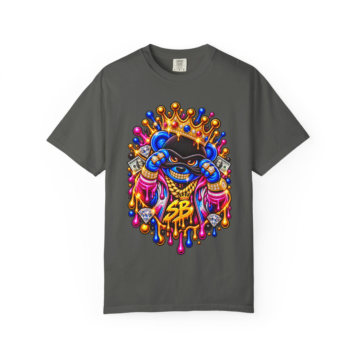 Unisex Garment-Dyed T-shirt-MULTI COLOR CROWN MASK LOGO GLOCK -SCUMMIEBEARZ™