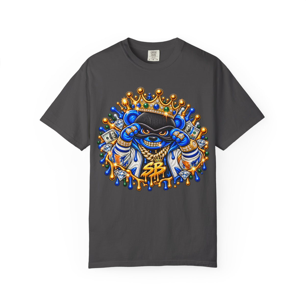 Unisex Garment-Dyed T-SHIRT-MONEY GLOCK/CROWN MASK LOGO-SCUMMIEBEARZ™