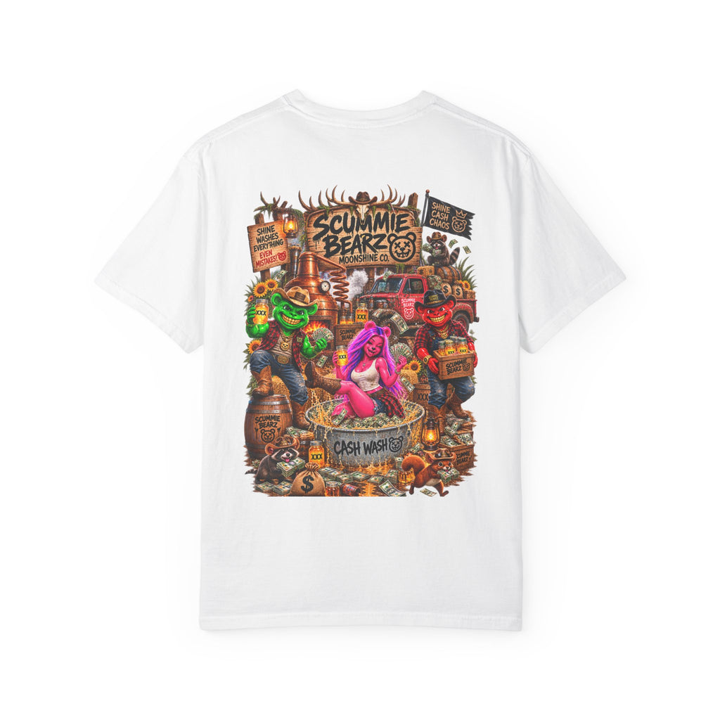 Unisex Garment-Dyed T-shirt-HILBILLYSCUMMIEBEARZ MOONSHINE/CROWN SB LOGO -SCUMMIEBEARZ™
