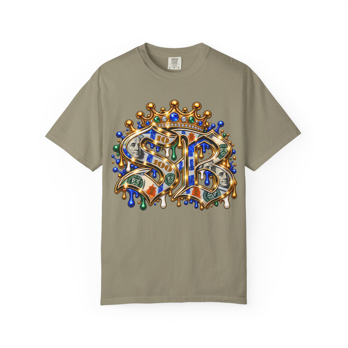 Unisex Garment-Dyed T-SHIRT-BLUE MONEY GLOCK/SB LOGO-SCUMMIEBEARZ™